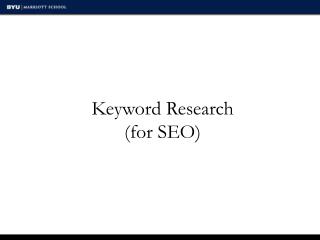 Keyword Research (for SEO)
