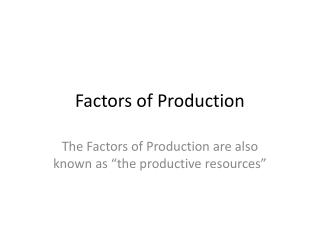 markets for factors of production definition
