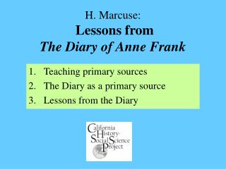 H. Marcuse: Lessons from The Diary of Anne Frank
