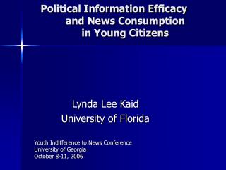 Political Information Efficacy 	and News Consumption 	in Young Citizens