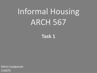 Informal Housing ARCH 567
