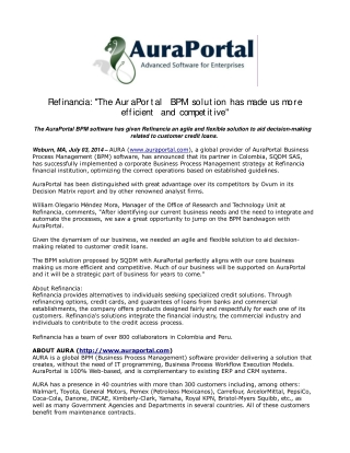 Refinancia: "The AuraPortal BPM solution has Made us More Ef