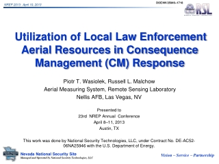 Utilization of Local Law Enforcement Aerial Resources in Consequence Management (CM) Response