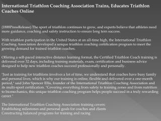 international triathlon coaching association trains, educate