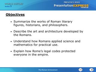 Summarize the works of Roman literary figures, historians, and philosophers. Describe the art and architecture developed