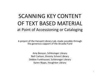 SCANNING KEY CONTENT OF TEXT BASED MATERIAL at Point of Accessioning or Cataloging