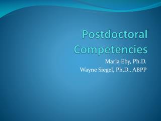 Postdoctoral Competencies