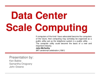 Data Center Scale Computing