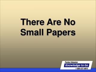There Are No Small Papers
