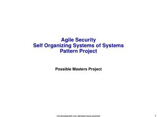 Agile Security Self Organizing Systems of Systems Pattern Project