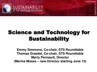 Science and Technology for Sustainability