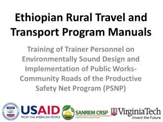 Ethiopian Rural Travel and Transport Program Manuals