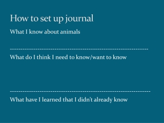 How to set up journal
