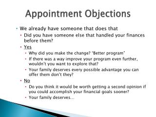 Appointment Objections