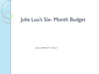 Julie Luu’s Six- Month Budget