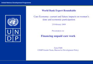 World Bank Expert Roundtable Care Economy: current and future impacts on women’s time and economic participation