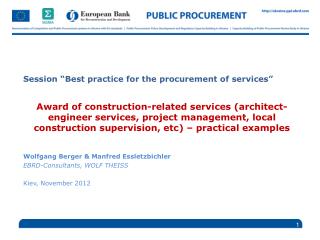 Session “Best practice for the procurement of services”