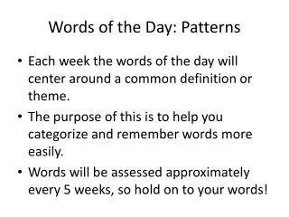 Words of the Day: Patterns