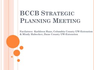 BCCB Strategic Planning Meeting