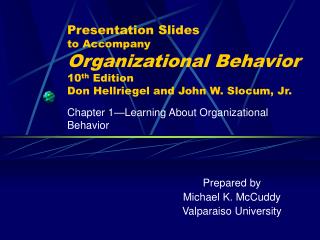 Presentation Slides to Accompany Organizational Behavior 10 th Edition Don Hellriegel and John W. Slocum, Jr.