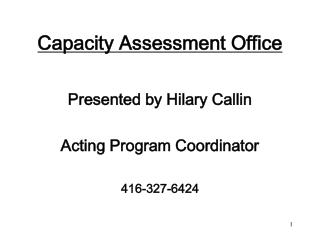 Capacity Assessment Office