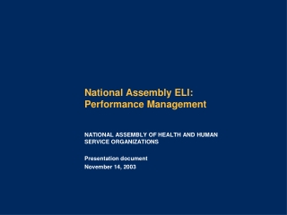 National Assembly ELI: Performance Management