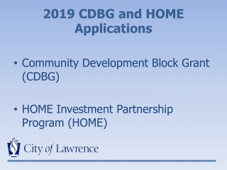 2019 CDBG and HOME Applications