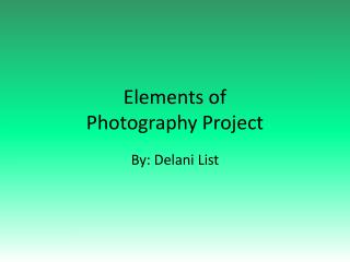 Elements of Photography Project