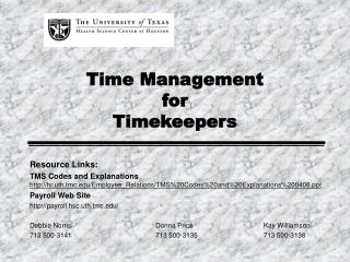 Time Management for Timekeepers