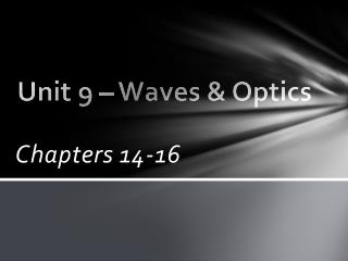 Unit 9 – Waves & Optics