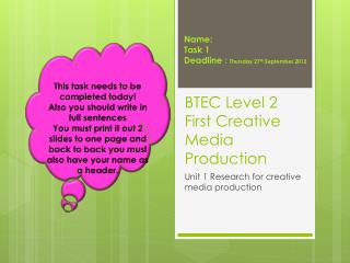 BTEC Level 2 First Creative Media Production