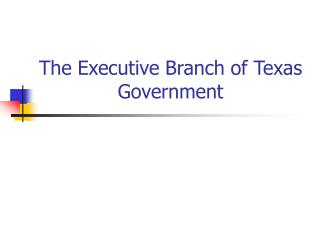 The Executive Branch of Texas Government