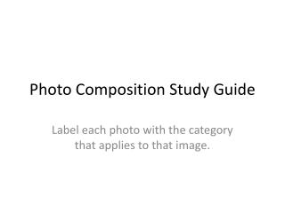Photo Composition Study Guide