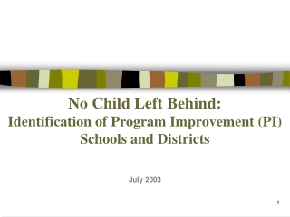 No Child Left Behind: Identification of Program Improvement (PI) Schools and Districts