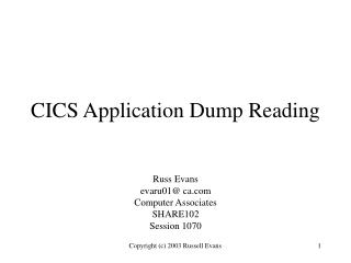 CICS Application Dump Reading