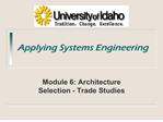 applying systems engineering