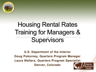 Housing Rental Rates Training for Managers & Supervisors
