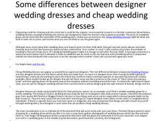 some differences between designer wedding dresses and cheap
