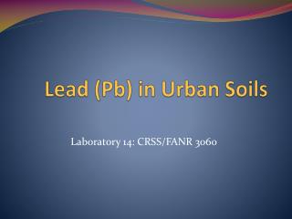 Lead ( Pb ) in Urban Soils