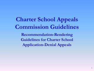 Charter School Appeals Commission Guidelines