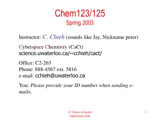 Chem123/125 Spring 2003