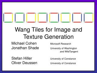 Wang Tiles for Image and Texture Generation