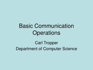 Basic Communication Operations