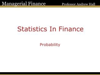 Statistics In Finance
