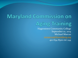 Maryland Commission on Aging Training
