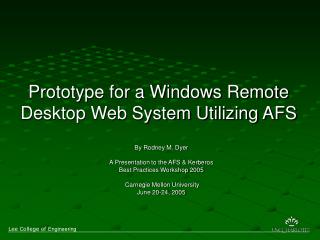 Prototype for a Windows Remote Desktop Web System Utilizing AFS