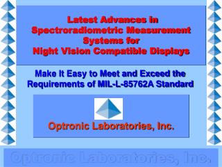 Latest Advances in Spectroradiometric Measurement Systems for Night Vision Compatible Displays