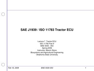 SAE J1939 / ISO 11783 Tractor ECU