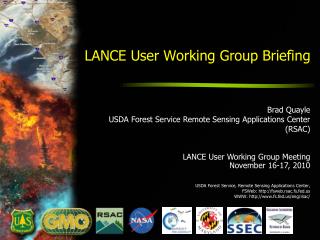 LANCE User Working Group Briefing