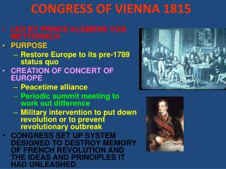 CONGRESS OF VIENNA 1815
